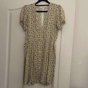 Faithfull the Brand Yellow and Blue Floral Mini Dress
